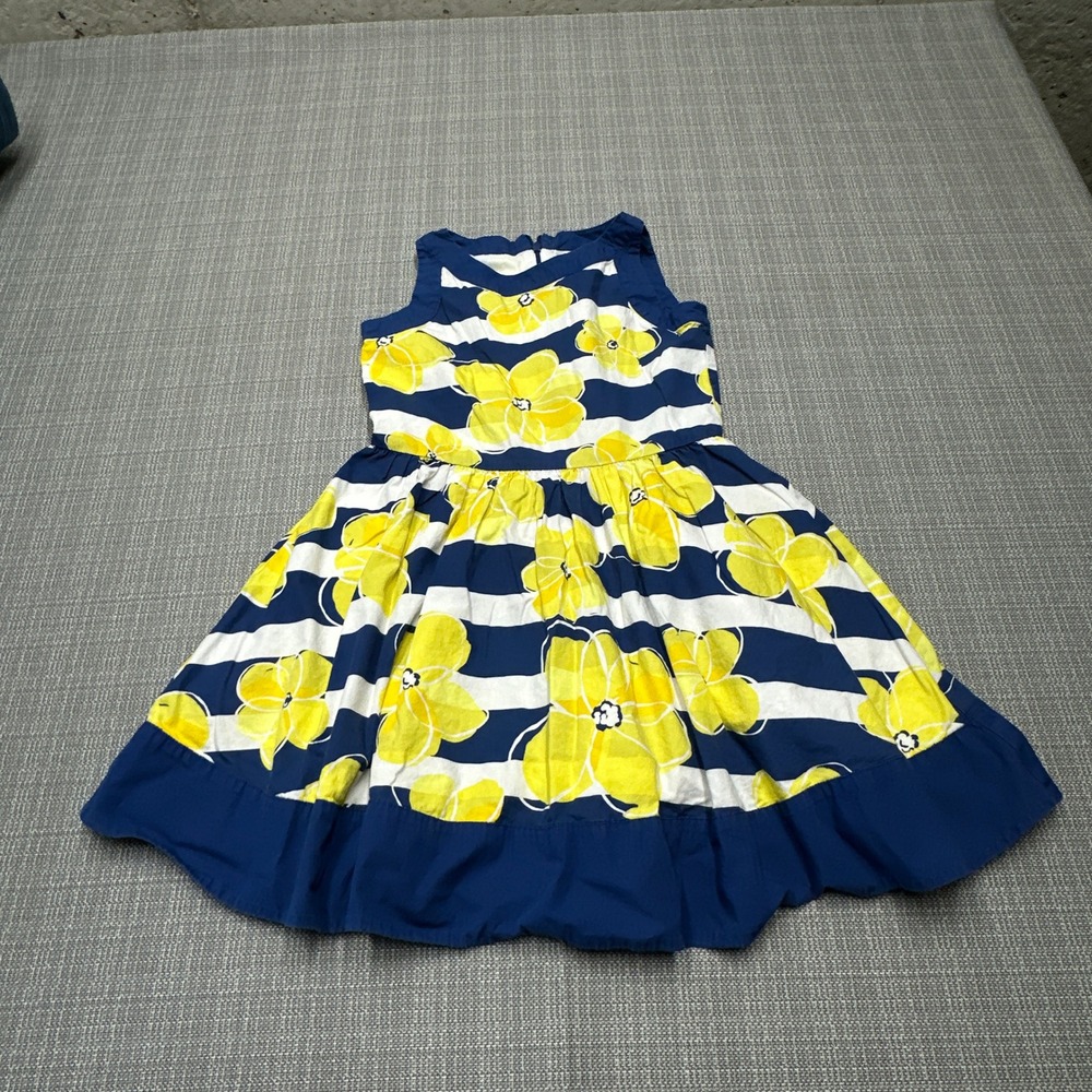 Gymboree Girls Dress Size 8 Floral Stripe Sleeveless Lined Summer Party Pictures